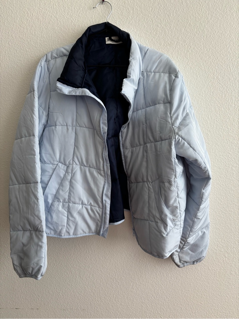Light Blue Reversible Quilted Puffer Jacket - Men